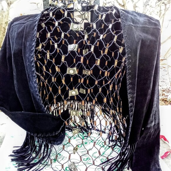 Forever 21 Leather Western Fringe Flirty Stagecoach Mini Jacket - Picture 1 of 4